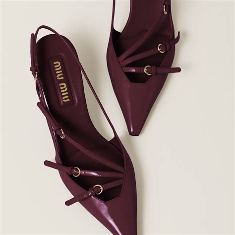 miu miu patent|Crimson Patent Leather Slingbacks With Buckles.